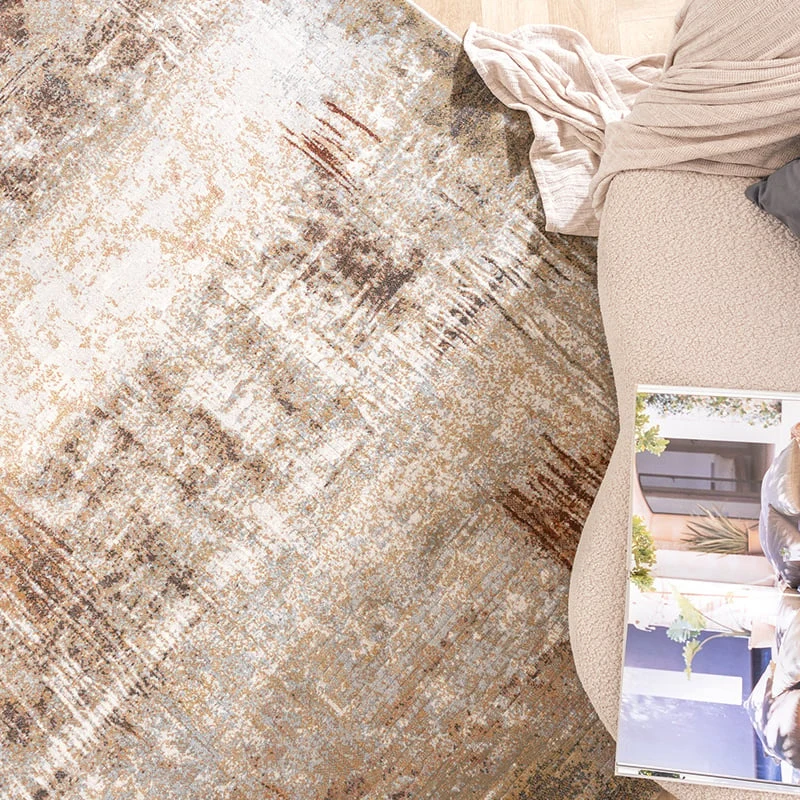 Teppich Abstrakt - Xavier Scratch Taupe Rot