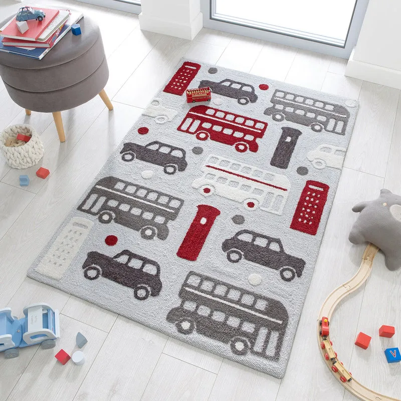 Kinderteppich - Zesto City Grau Rot