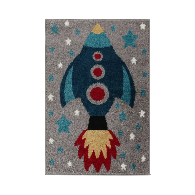 Kinderteppich - Rocco Rocket Grau Blau