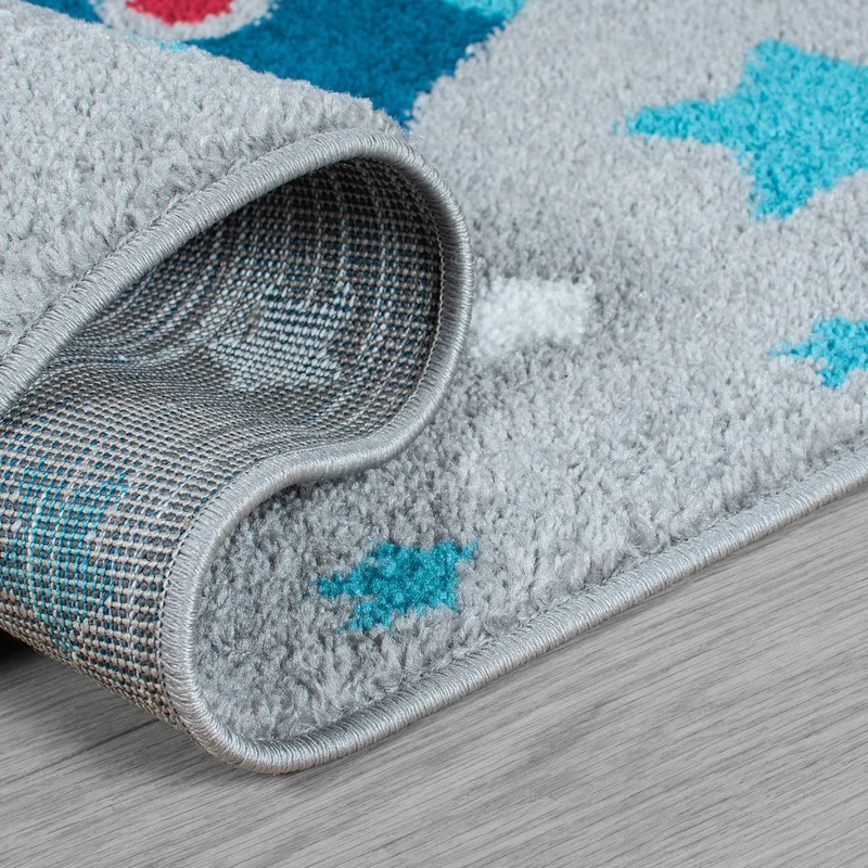 Kinderteppich - Rocco Rocket Grau Blau