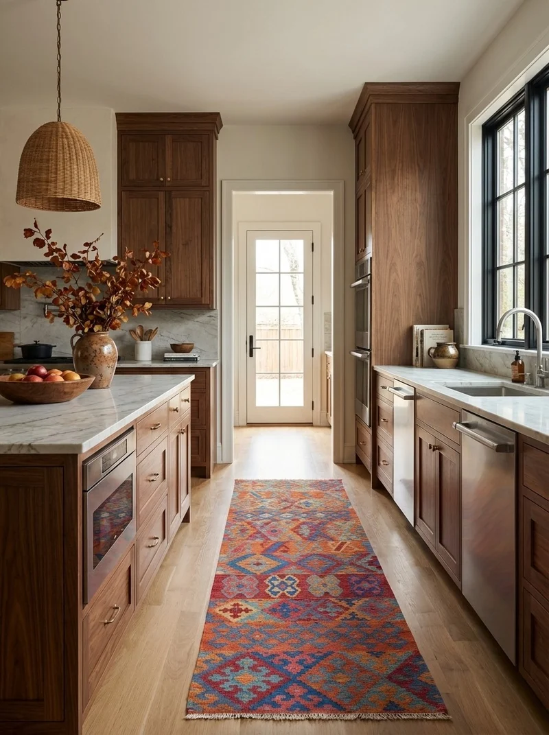 Kelim Gashgai · Handgewebt – Bunt, 296x82 cm