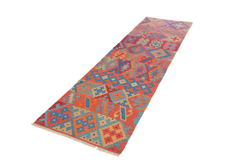 Kelim Gashgai · Handgewebt – Bunt, 296x82 cm