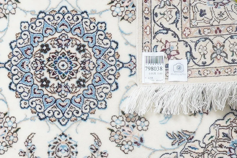 Nain 6La · Handgeknüpft – Beige, 91x60 cm