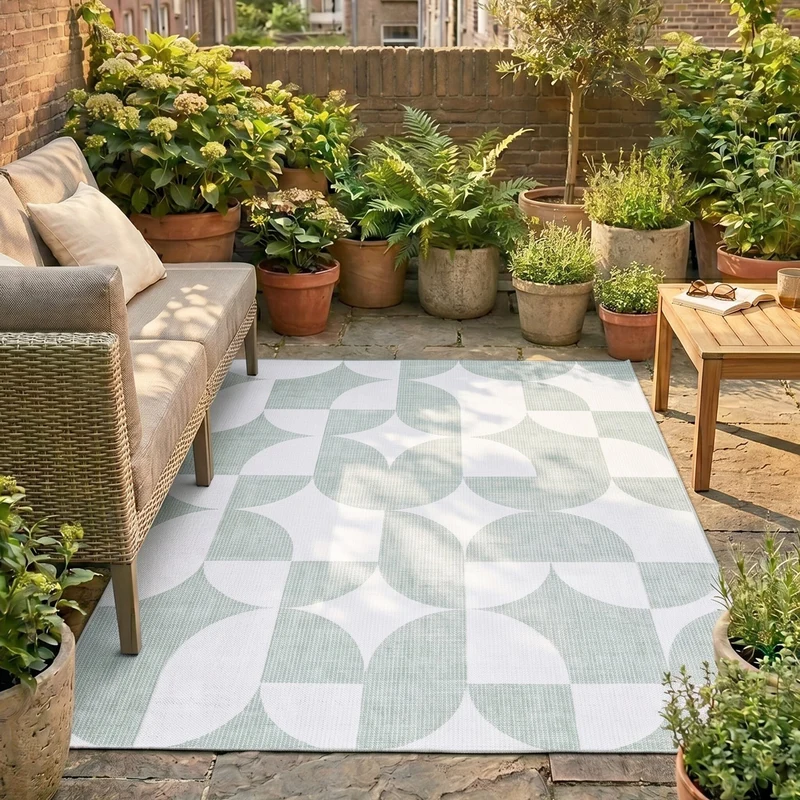 Gartenteppich Abstrakt - Groovy Tiles Grün