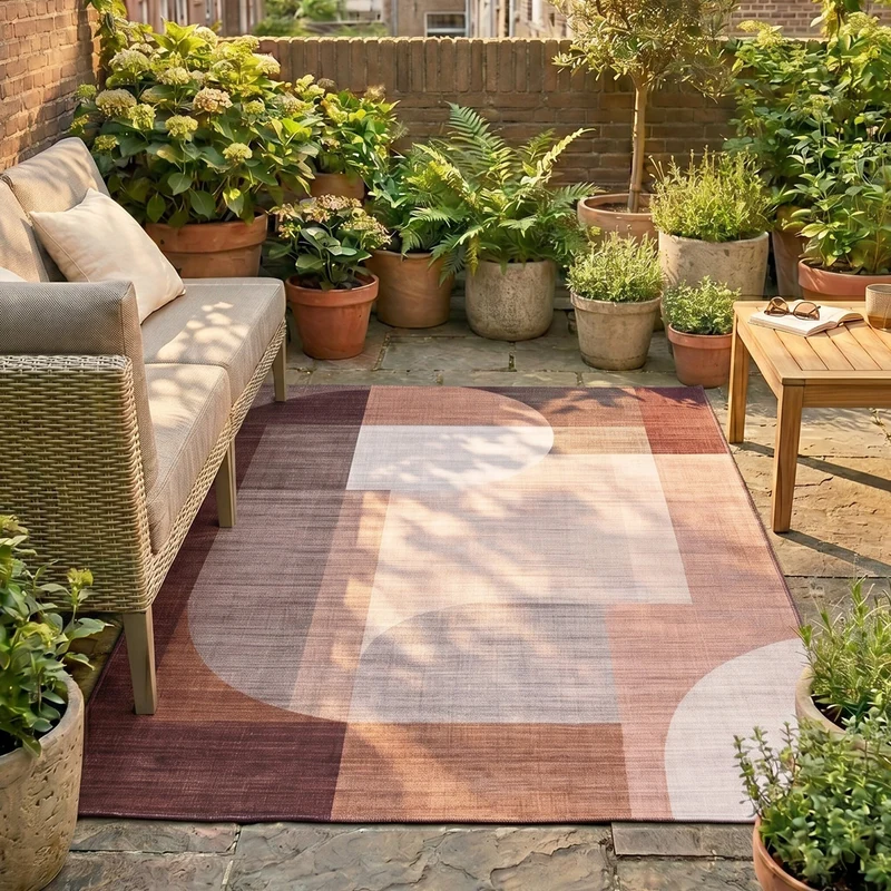 Gartenteppich Abstrakt - Groovy Shapes Creme Terra