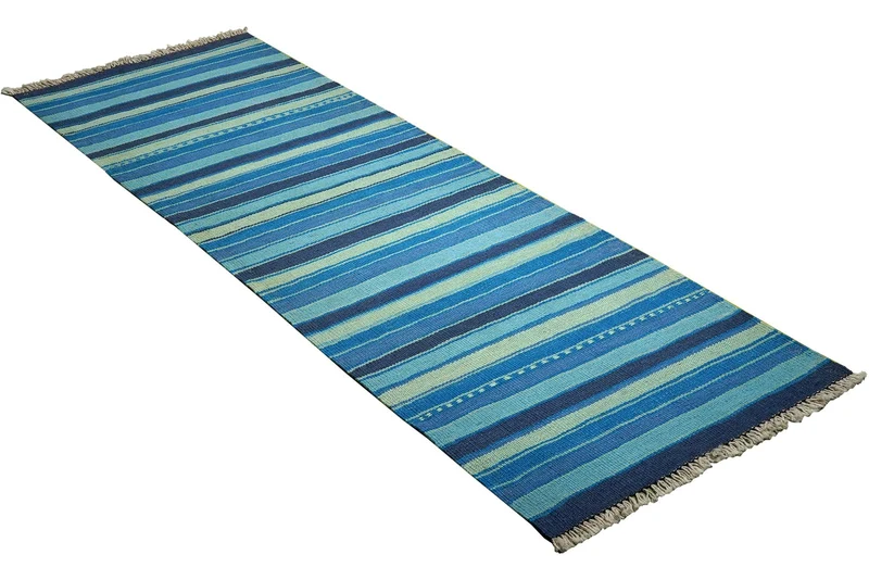 Kelim Gashgai · Handgewebt – Blau, 198x65 cm