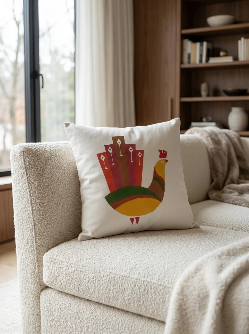 Kelim Kissen · Handgefertigt – Beige, 50x50 cm