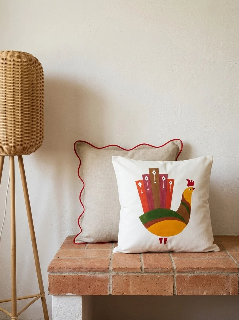 Kelim Kissen · Handgefertigt – Beige, 50x50 cm
