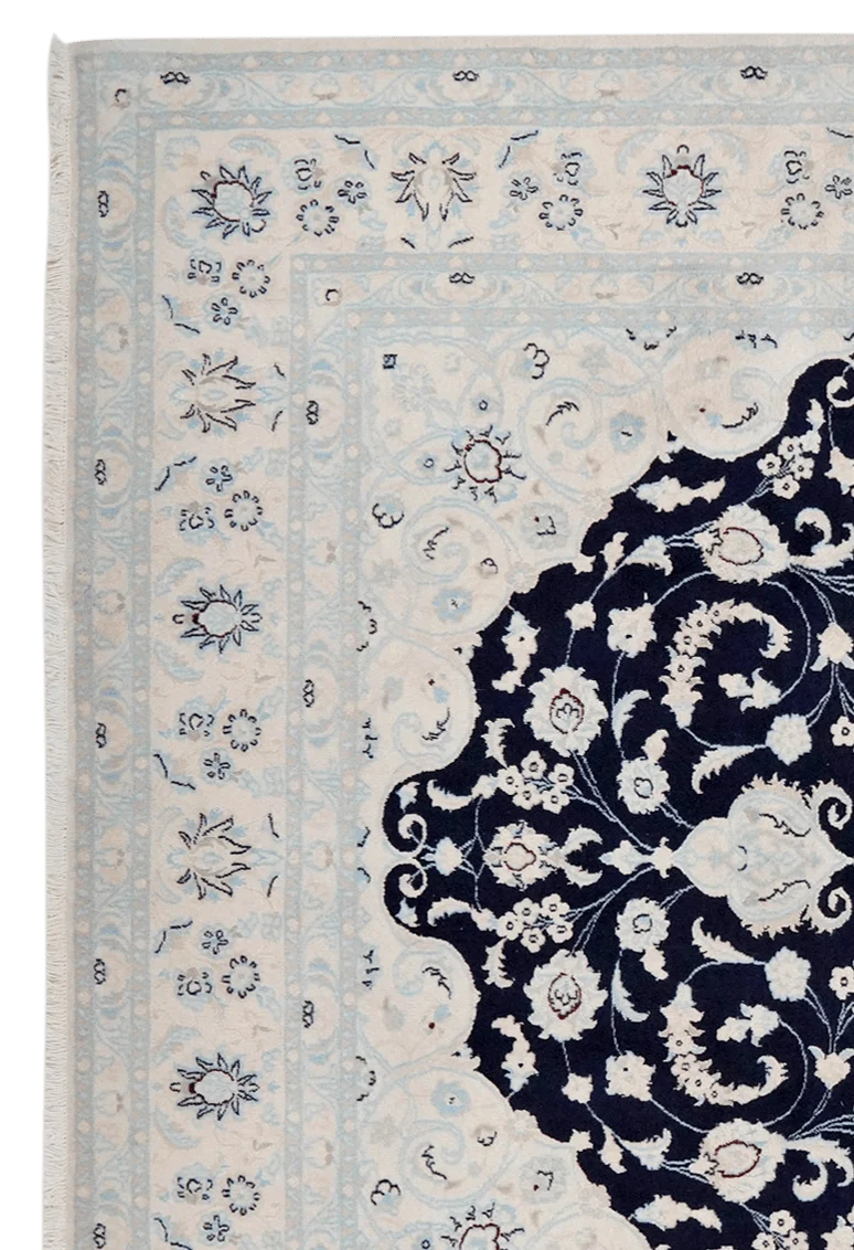Nain 12La · Handgeknüpft – Blau, 355x251 cm