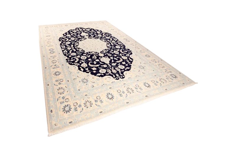 Nain 12La · Handgeknüpft – Blau, 355x251 cm