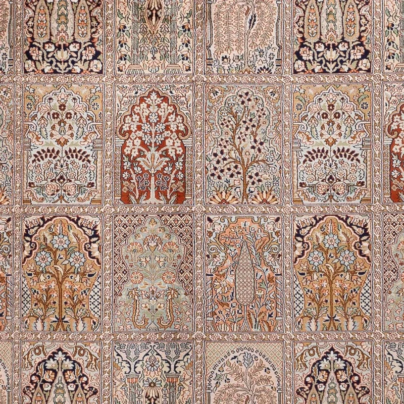 Kaschmir Seide Teppich 274x362cm - Orientteppich - dunkelbeige
