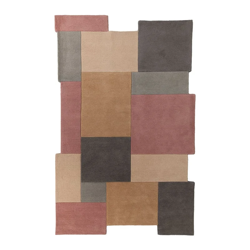 Abstrakt Teppich - Stracto Collage Rosa Beige