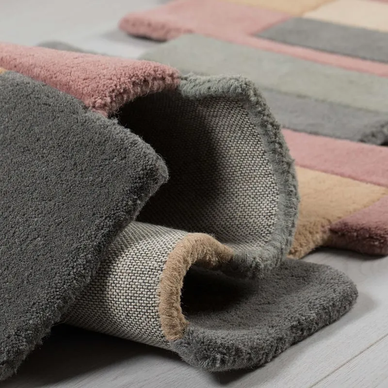 Abstrakt Teppich - Stracto Collage Rosa Beige