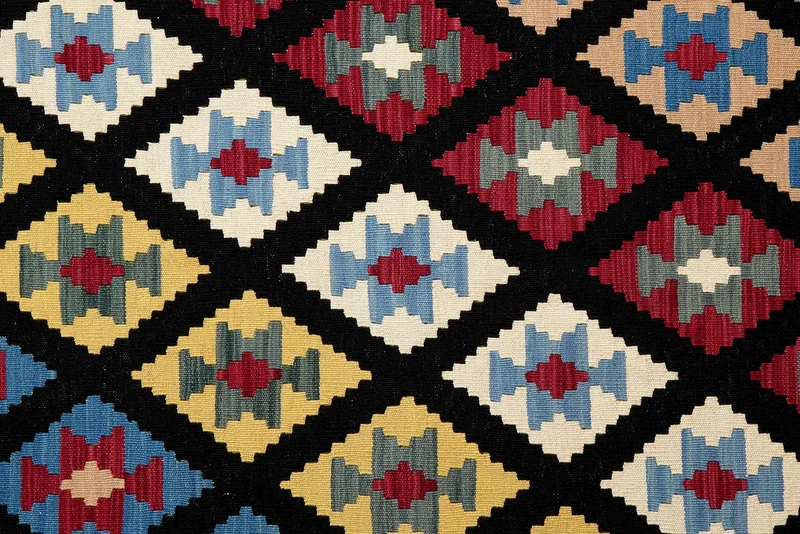 Kelim Gashgai · Handgewebt – Schwarz, 246x173 cm