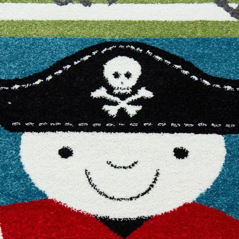 Kinderteppich Pirat - Mila Blau/Grün