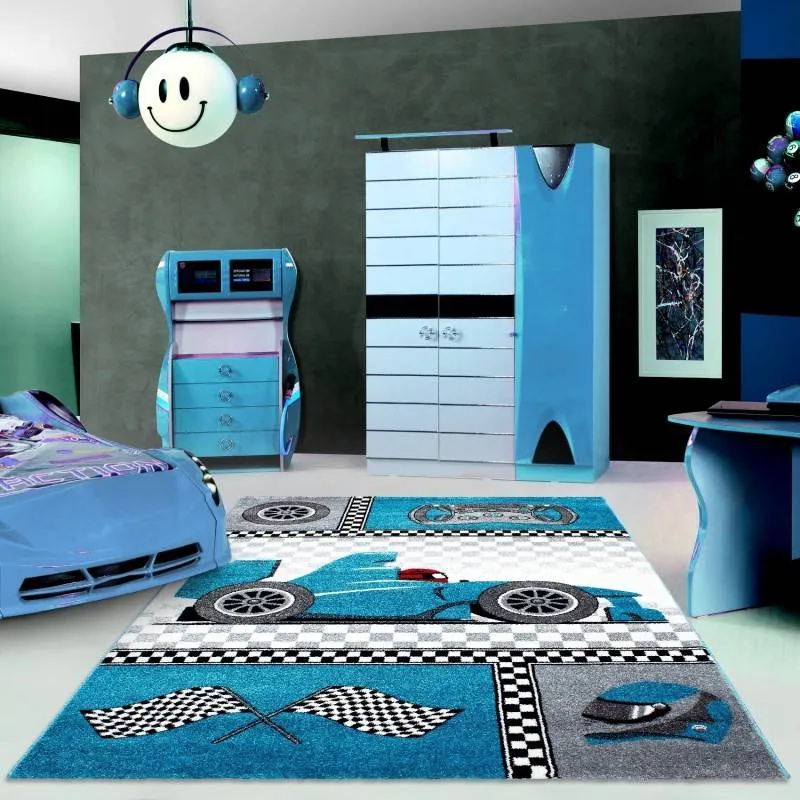 Teppich Kinderzimmer - Mila Auto Blau