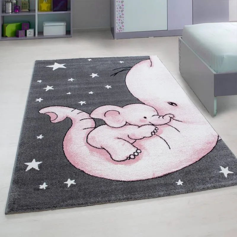 Kinderzimmer Teppich - Anna Elefant Rosa