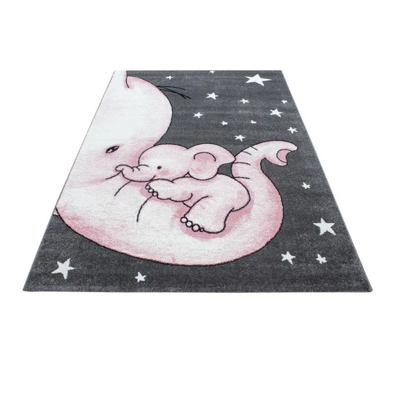 Kinderzimmer Teppich - Anna Elefant Rosa