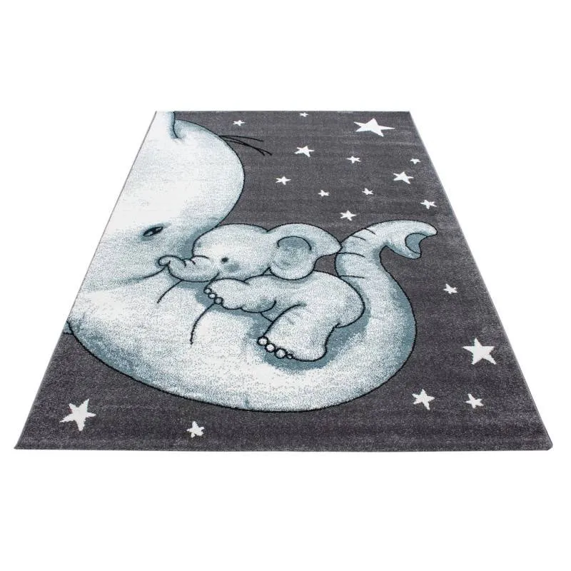 Kinderzimmer Teppich - Anna Elefant Blau