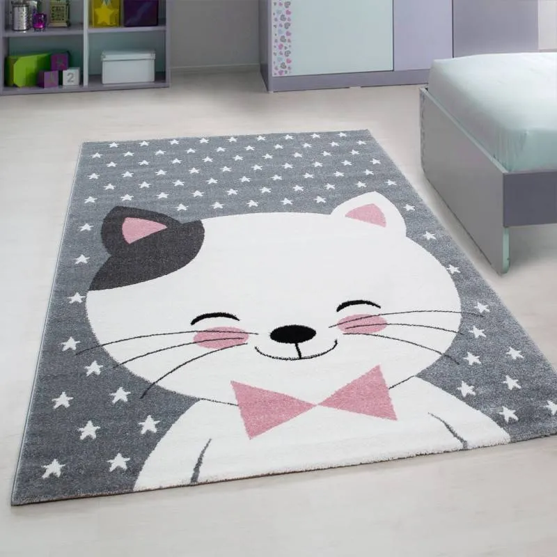Kinderzimmerteppich - Anna Katze Rosa