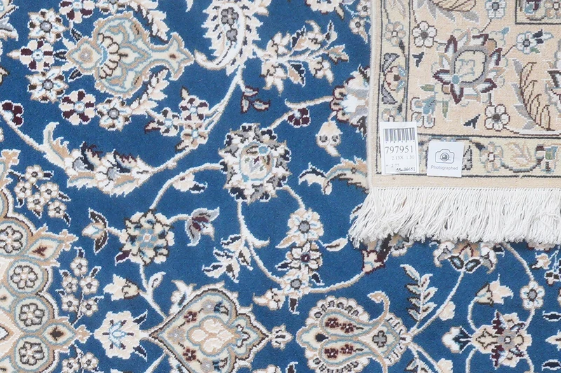 Nain 9La · Handgeknüpft – Blau, 213x130 cm