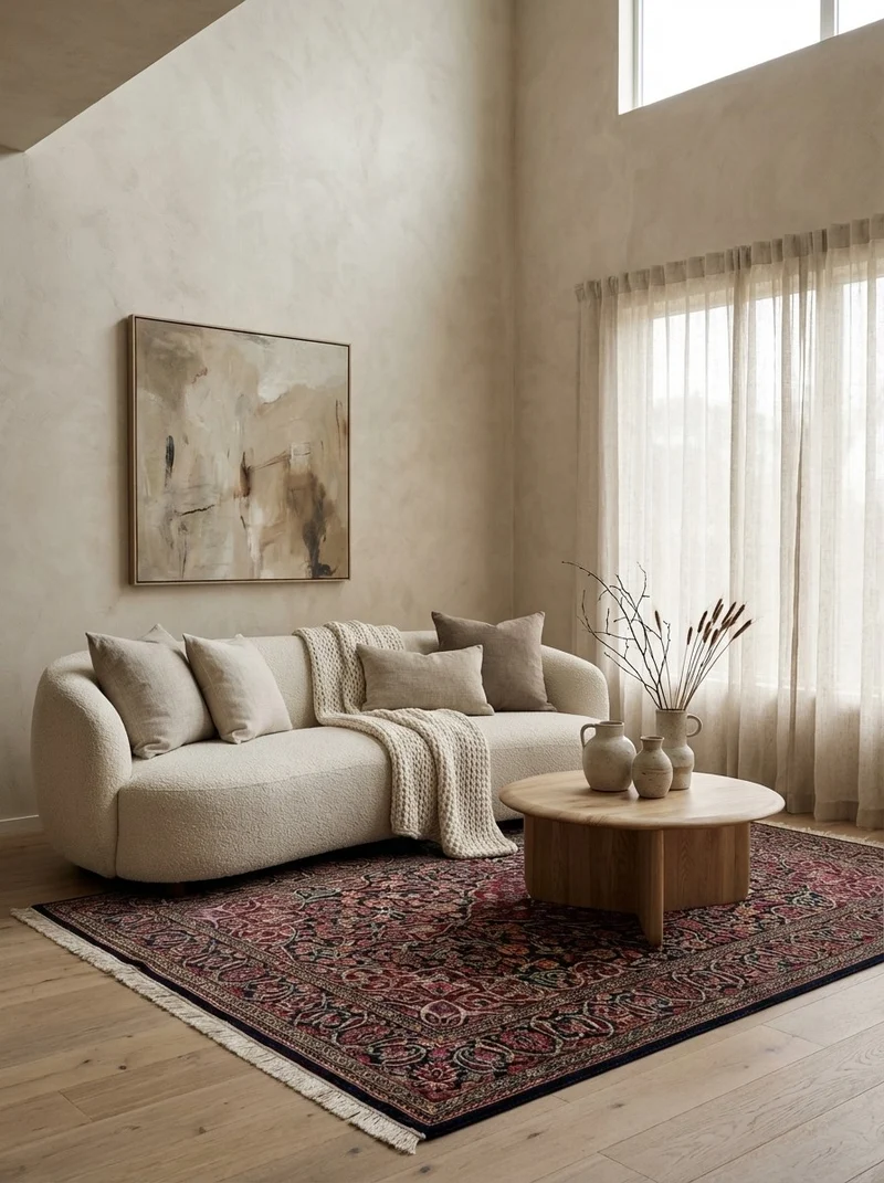 Kashan · Handgeknüpft – Beige, 200x134 cm