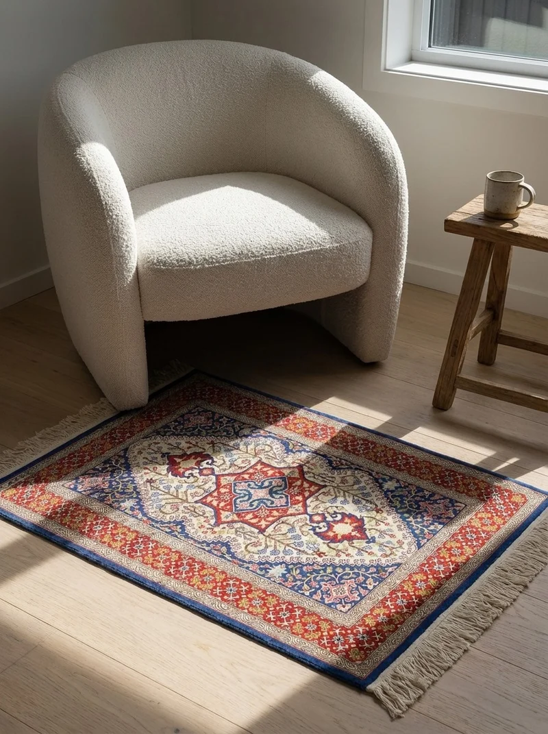 Hereke-Seide · Handgeknüpft – Beige, 91x62 cm