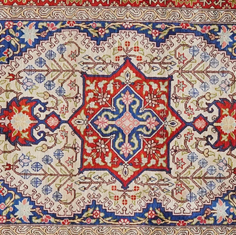 Hereke-Seide · Handgeknüpft – Beige, 91x62 cm