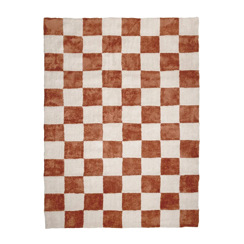 Teppich Kariert - Blox Terracotta Weiß