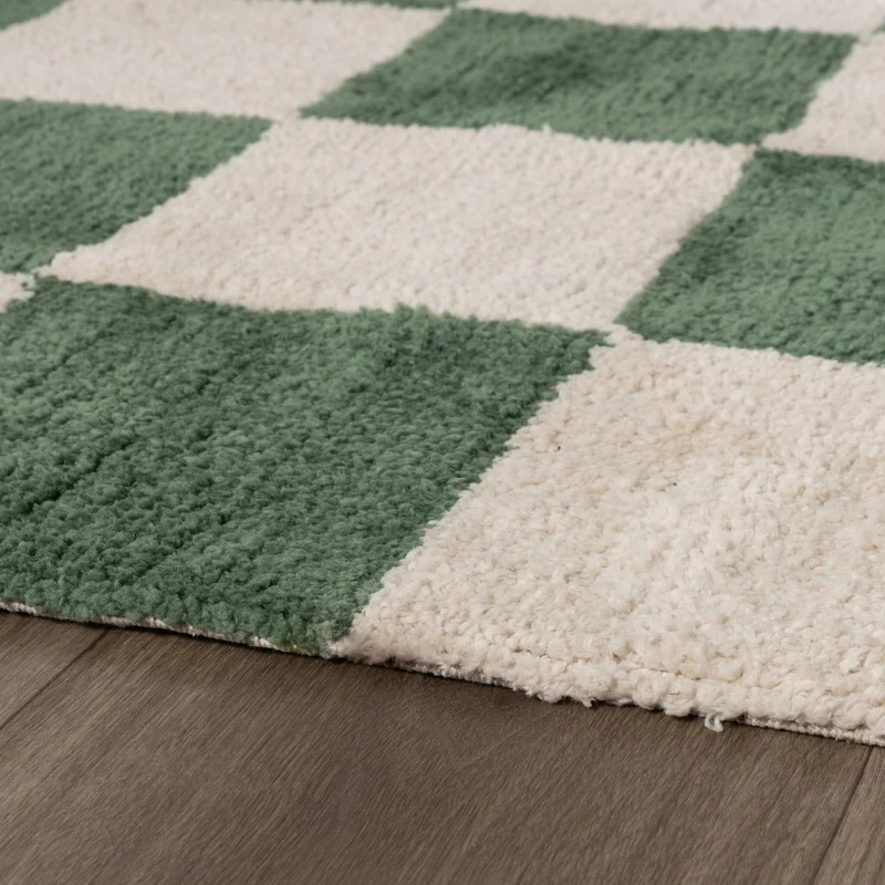 Teppich Kariert - Blox Grün Weiß