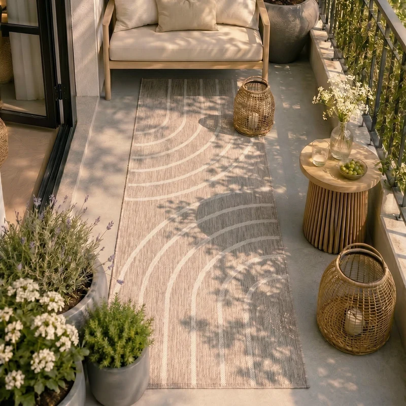 Balkonteppich - Sierra Curves Beige Creme