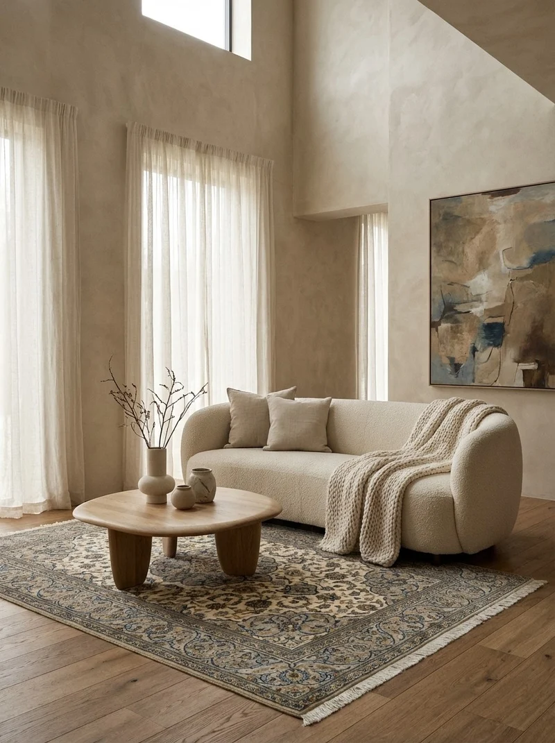 Kashan · Handgeknüpft – Beige, 193x143 cm