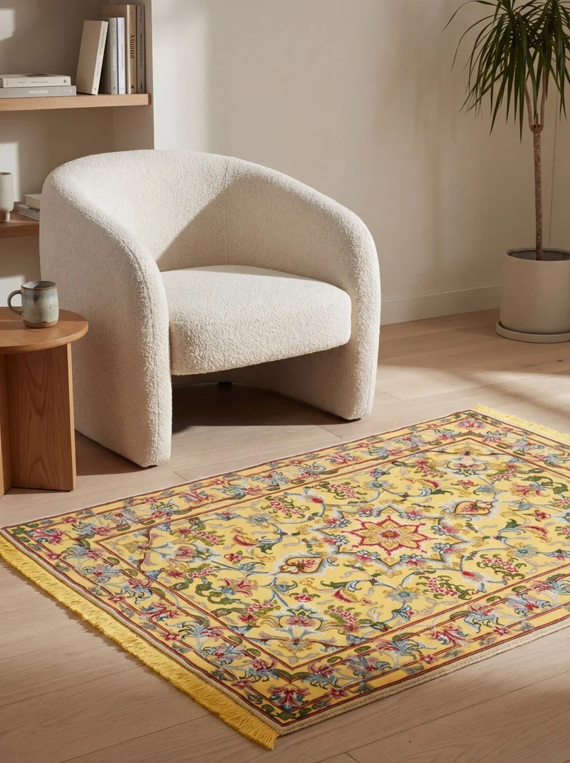 Tabriz 50 Raj · Handgeknüpft – Gelb, 148x99 cm
