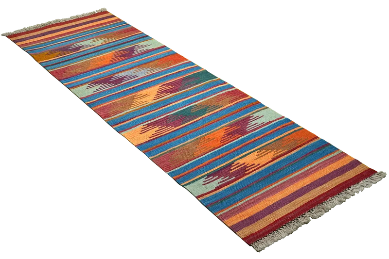 Kelim Gashgai · Handgewebt – Bunt, 197x62 cm