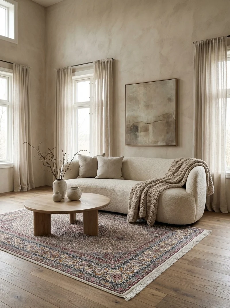 Moud Mahi · Handgeknüpft – Beige, 193x143 cm