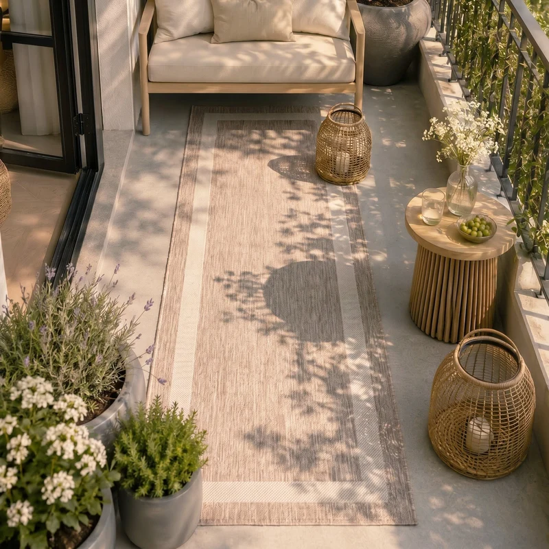 Balkonteppich - Sierra Border Beige Creme
