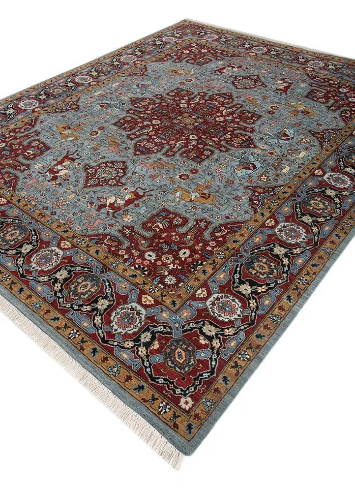 Wollteppich - 240 x 300 cm - blau