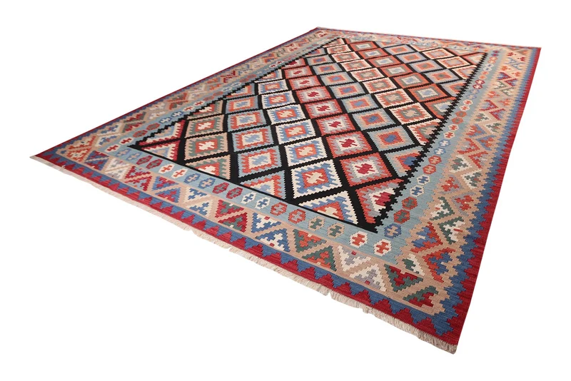 Kelim Gashgai · Handgewebt – Schwarz, 378x305 cm