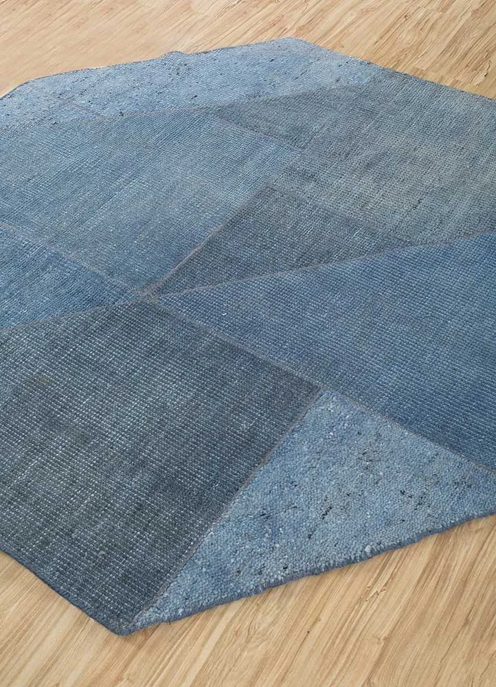 Wollteppich sonderform - 180 x 180 cm - blau