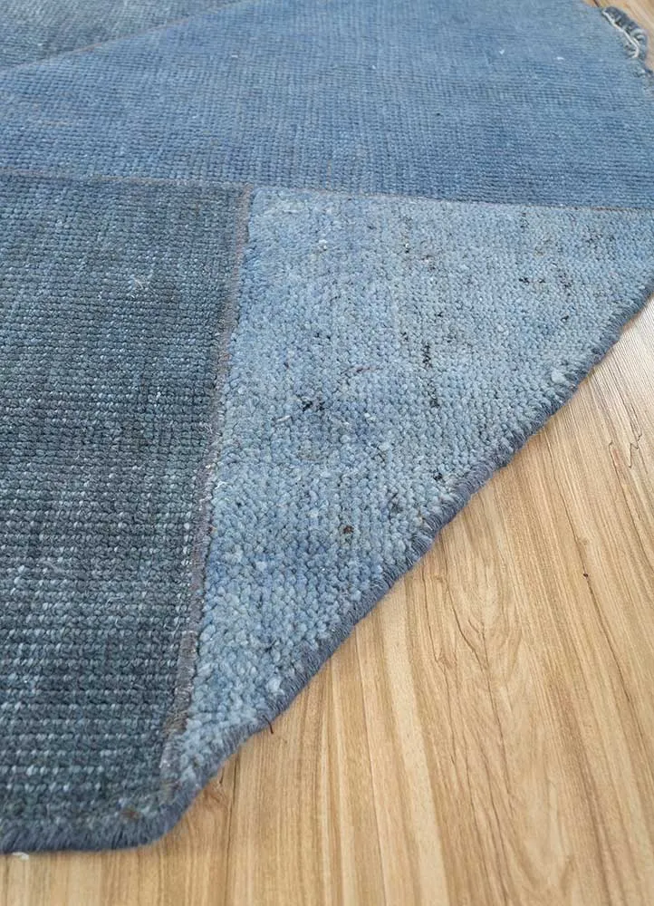 Wollteppich sonderform - 180 x 180 cm - blau