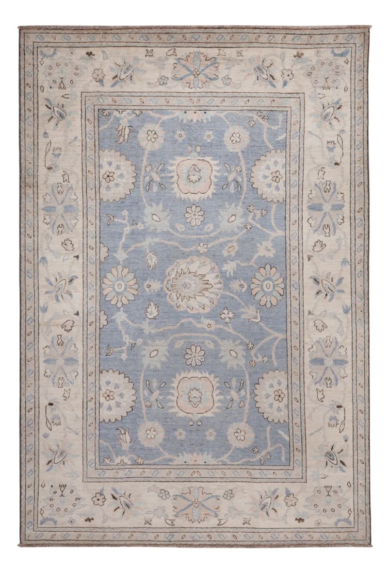 Usak Teppich 206x301cm - Orientteppich - hellblau