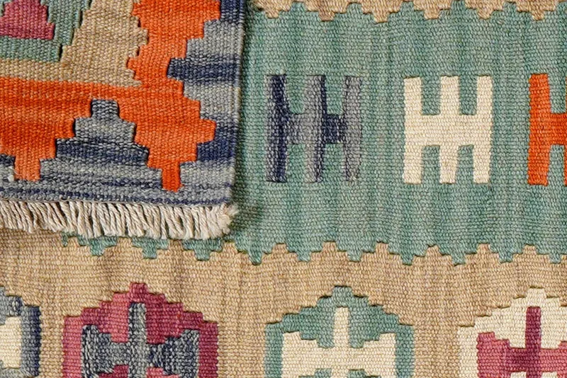 Kelim Gashgai · Handgewebt – Beige, 91x64 cm
