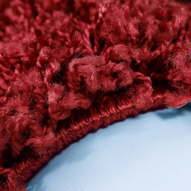 Hochflor Teppich Rund - Edge Rot