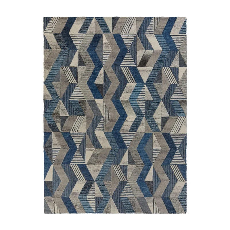 Kelim Teppich - Mado Asher Grau Blau