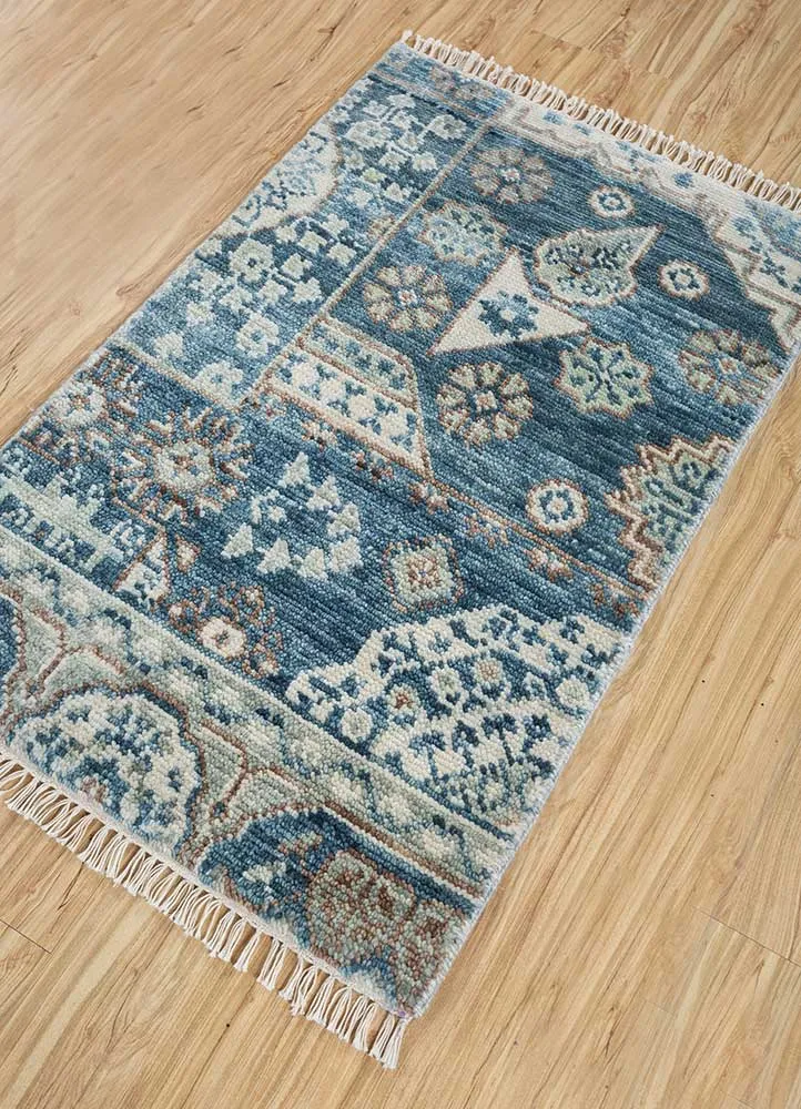 Wollteppich - 60 x 90 cm - blau