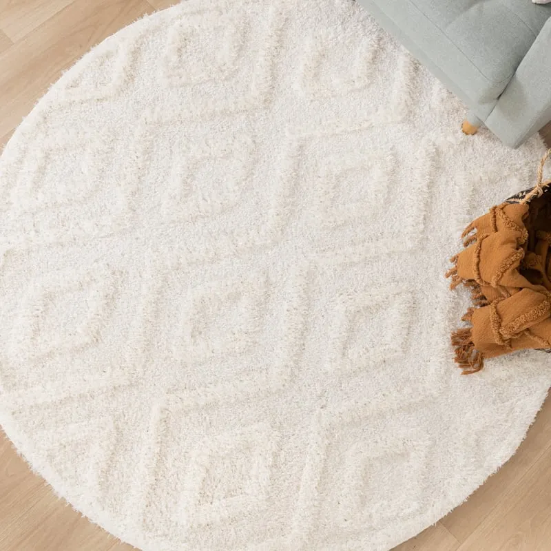 Teppich Skandinavisch Rund - Lova Diamond Creme