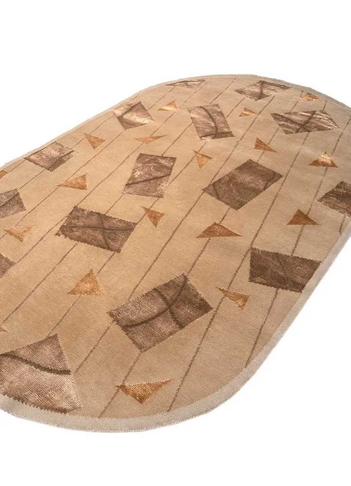 Wollteppich oval - 150 x 240 cm - beige