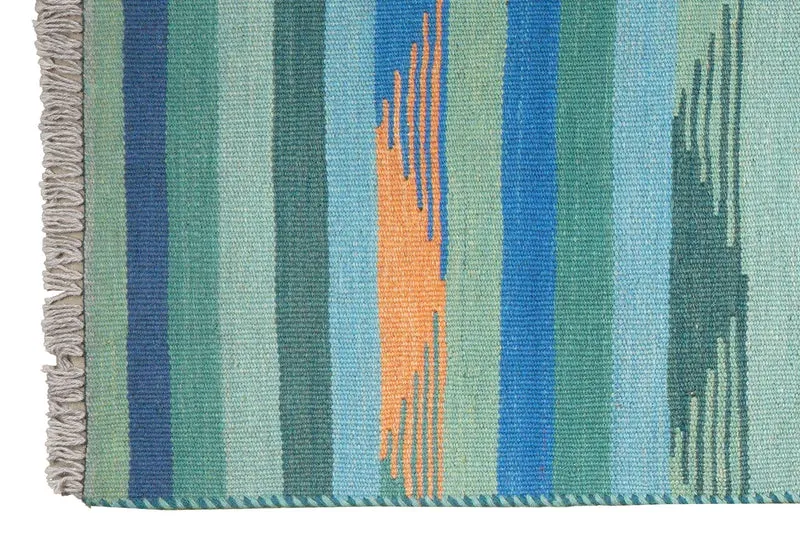 Kelim Gashgai · Handgewebt – Blau, 253x79 cm