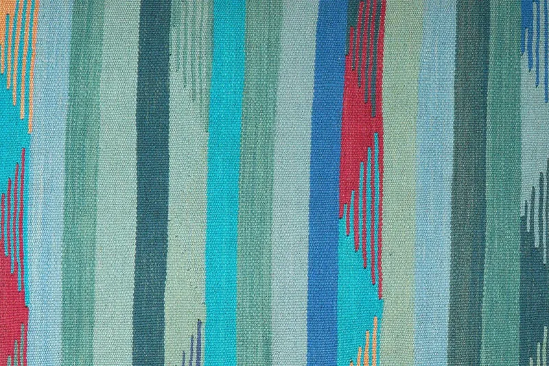 Kelim Gashgai · Handgewebt – Blau, 253x79 cm