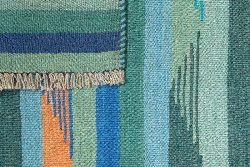 Kelim Gashgai · Handgewebt – Blau, 253x79 cm